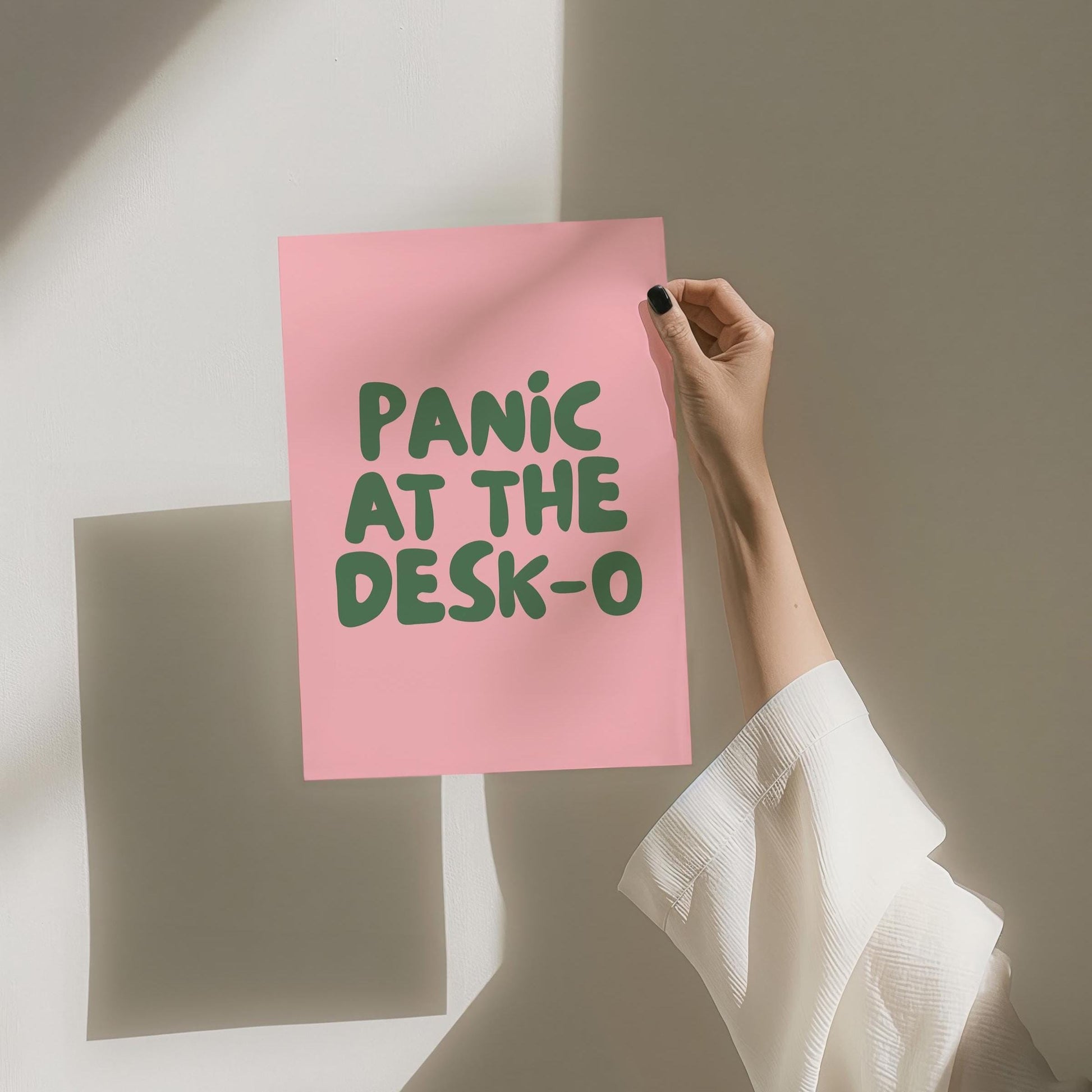 Panic At The Desk O Art Print Pink and Green Office Wall Decor