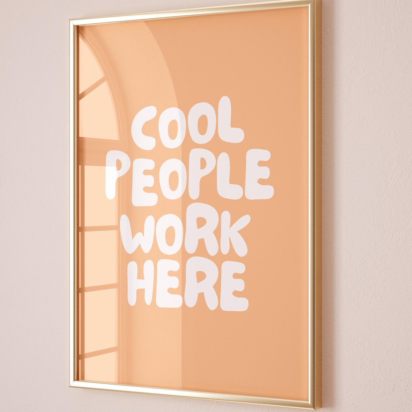 cool people work here art print peachy office wall art
