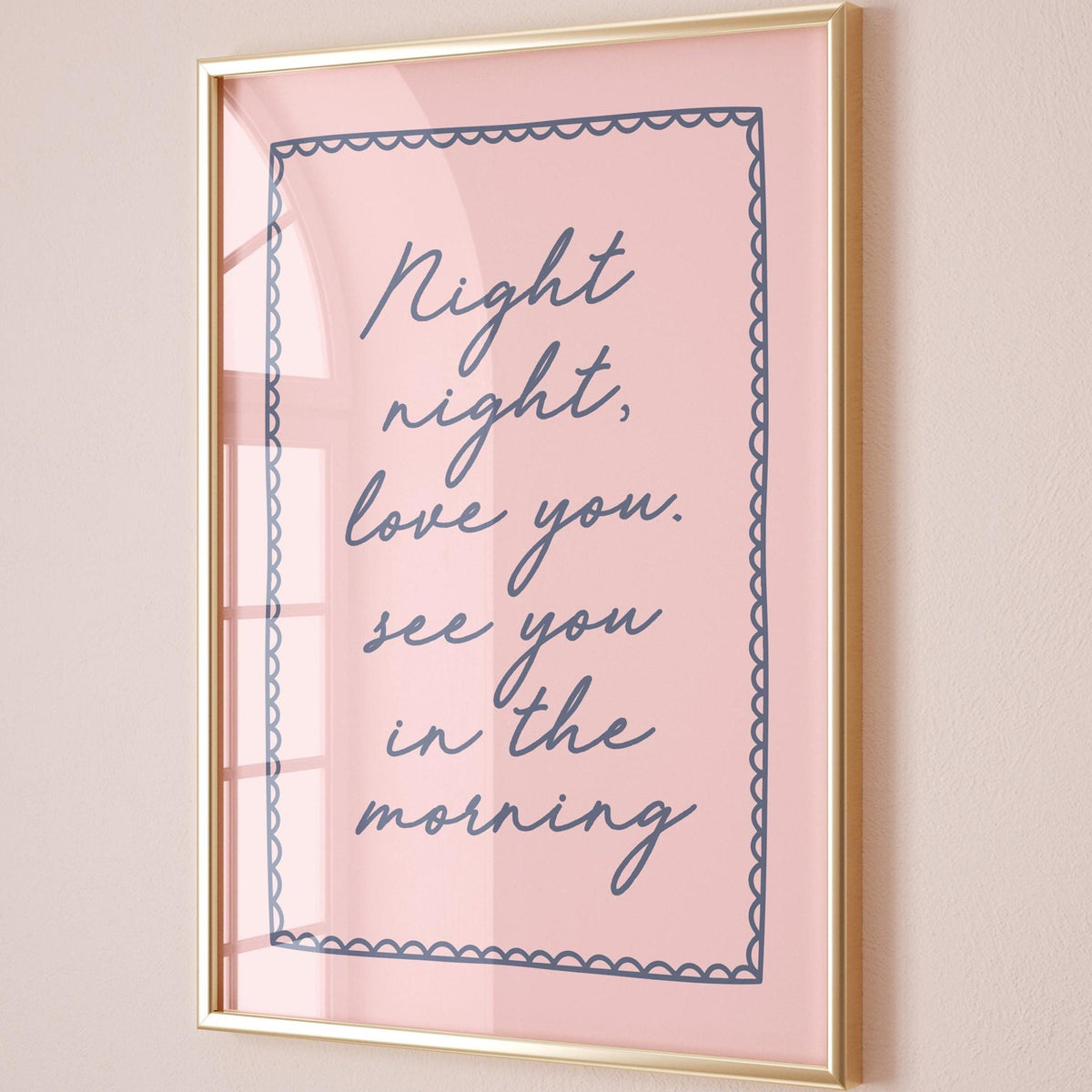 Night Night Love You See You In The Morning Art Print Bedroom Wall Print Light Pink and Blue