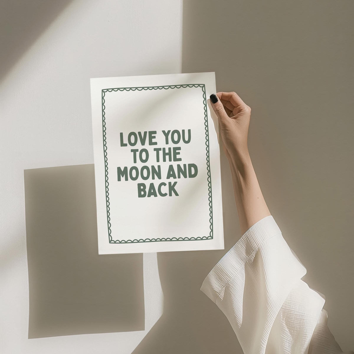 Love You To The Moon And Back Art Print Cute Bedroom Print Above Bed Wall Art Green Room Decor