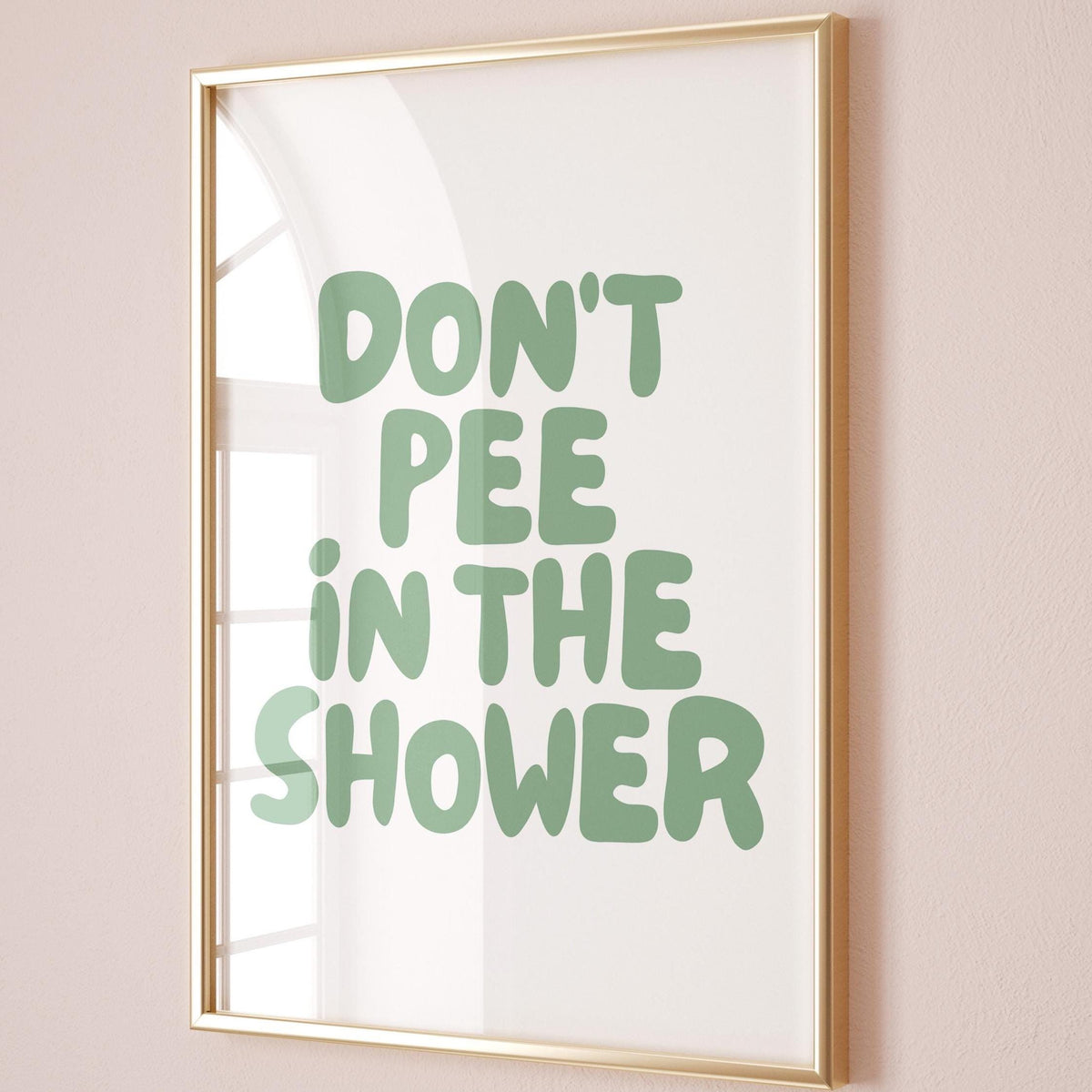 dont pee in the shower art print green and cream wall decor