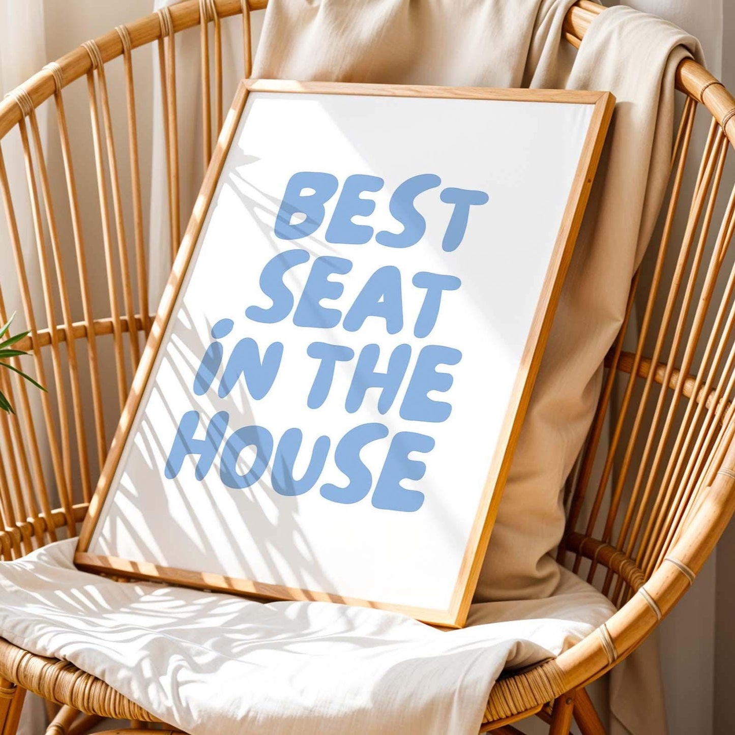 Best Seat In The House Art Print Funny Above Toilet Wall Art Trendy Retro Light Blue Bathroom Wall Decor