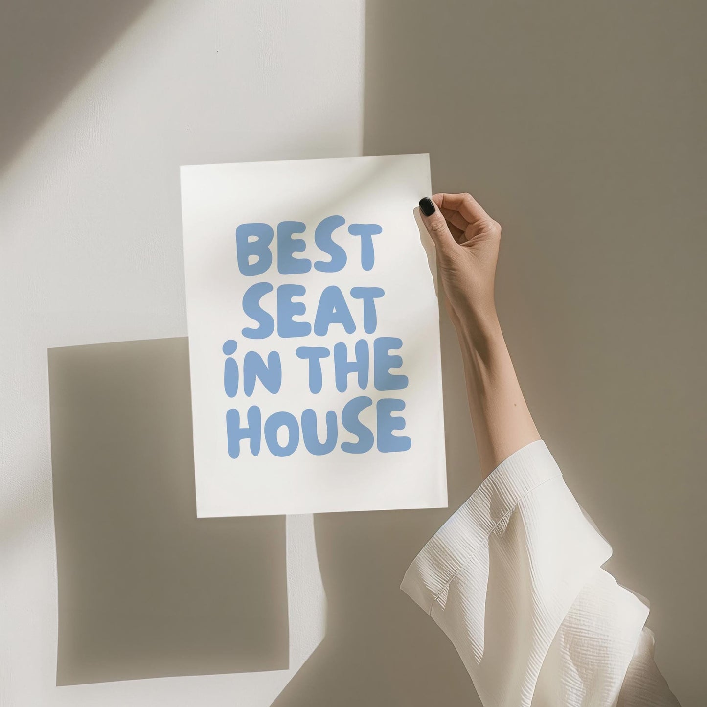 Best Seat In The House Art Print Funny Above Toilet Wall Art Trendy Retro Light Blue Bathroom Wall Decor