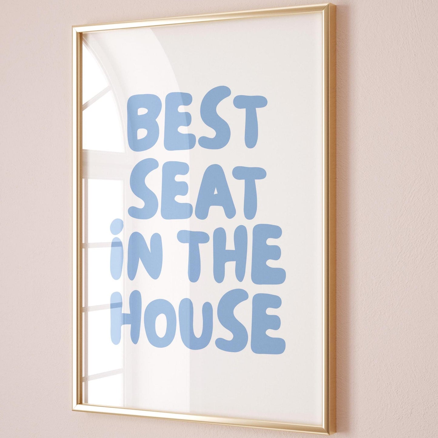 Best Seat In The House Art Print Funny Above Toilet Wall Art Trendy Retro Light Blue Bathroom Wall Decor