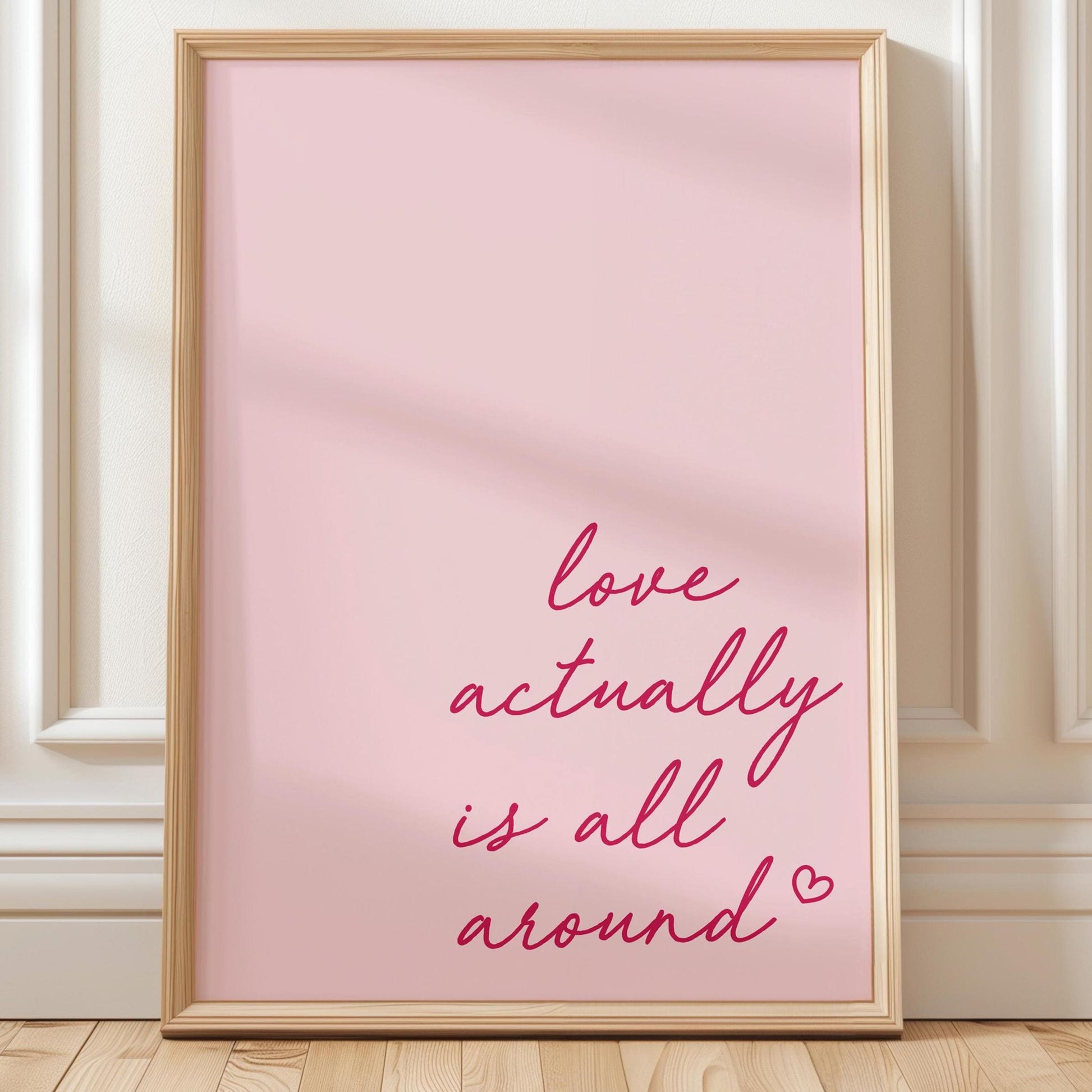 Love Actually Is All Around Wall Print Pink Home Decor