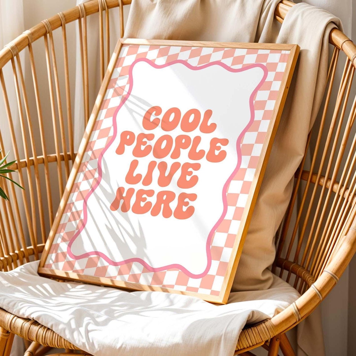 Cool People Live Here Art Print Orange Pink Hallway Wall Print Funky Home Decor