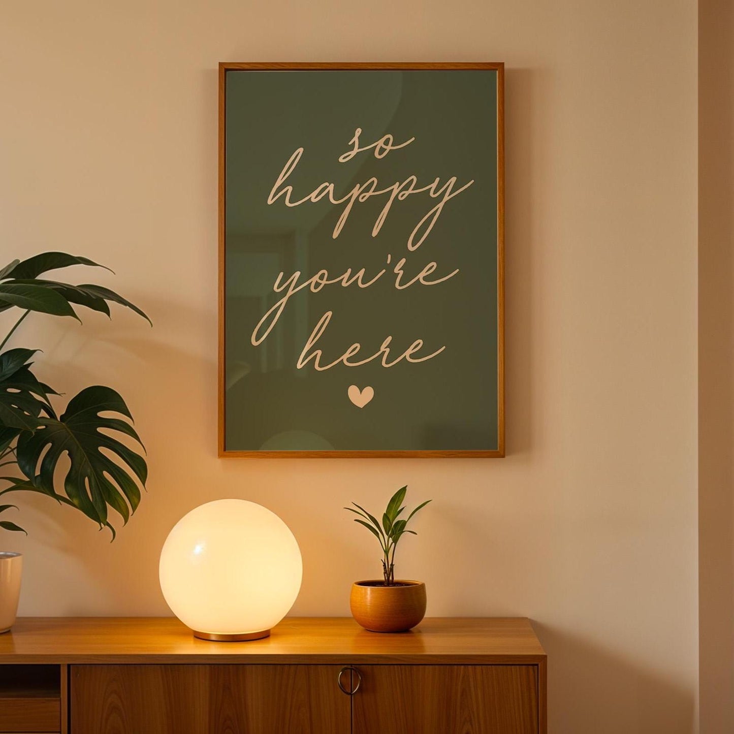 So Happy Youre Here Art Print Green Wall Decor