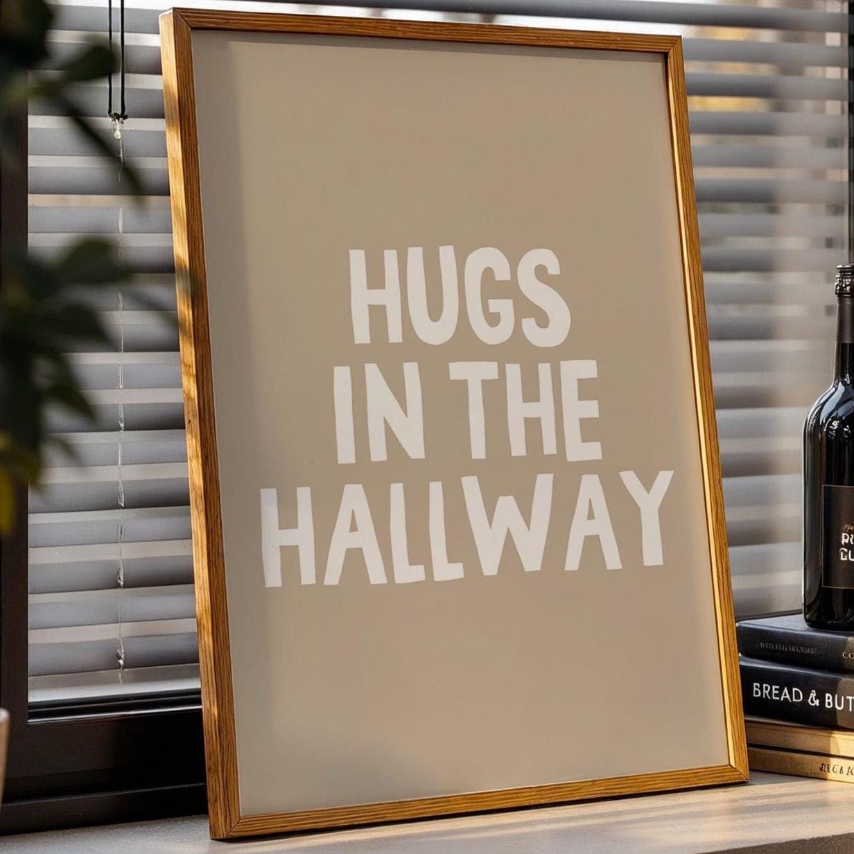 Hugs In The Hallway Art Print Beige Wall Decor