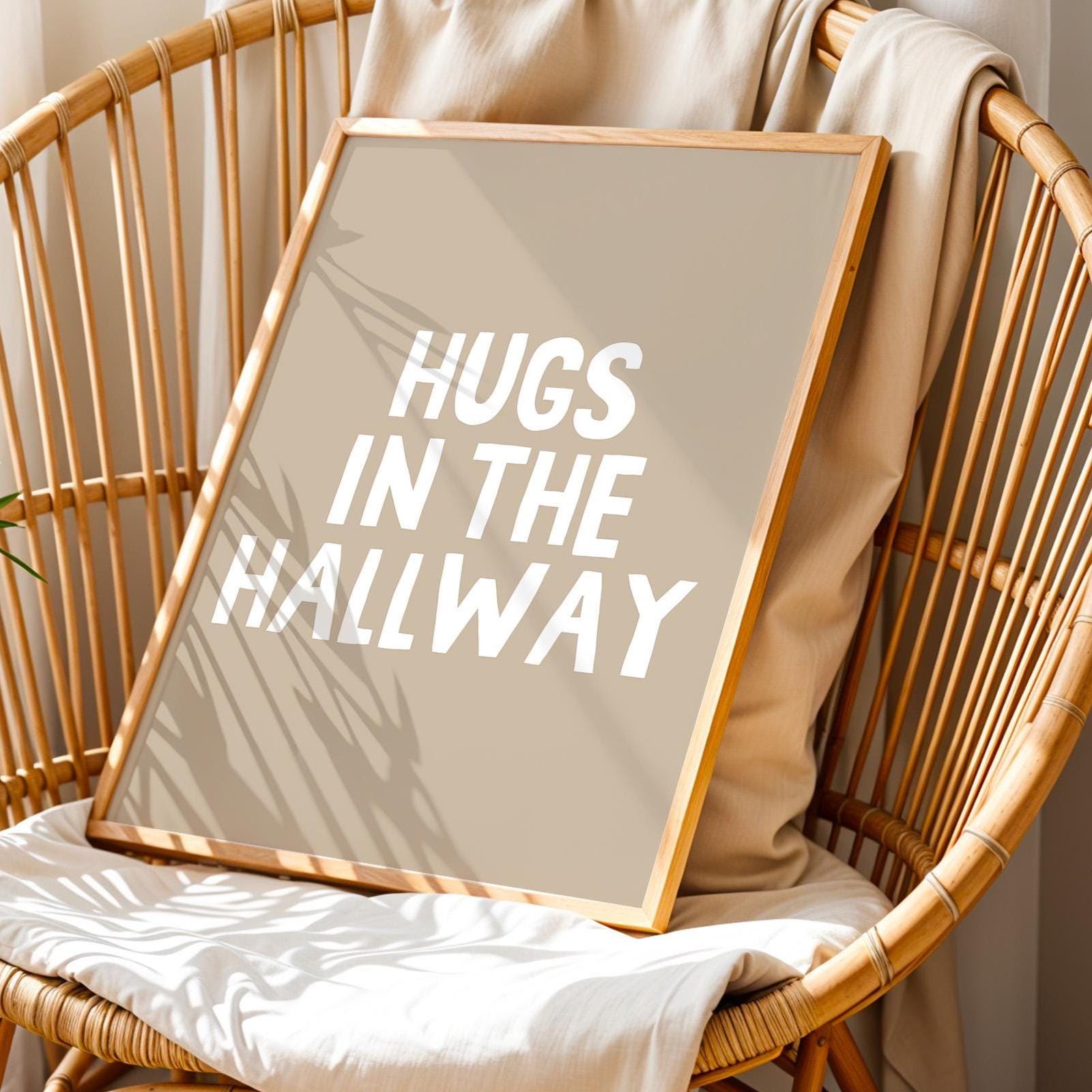 Hugs In The Hallway Art Print Beige Wall Decor