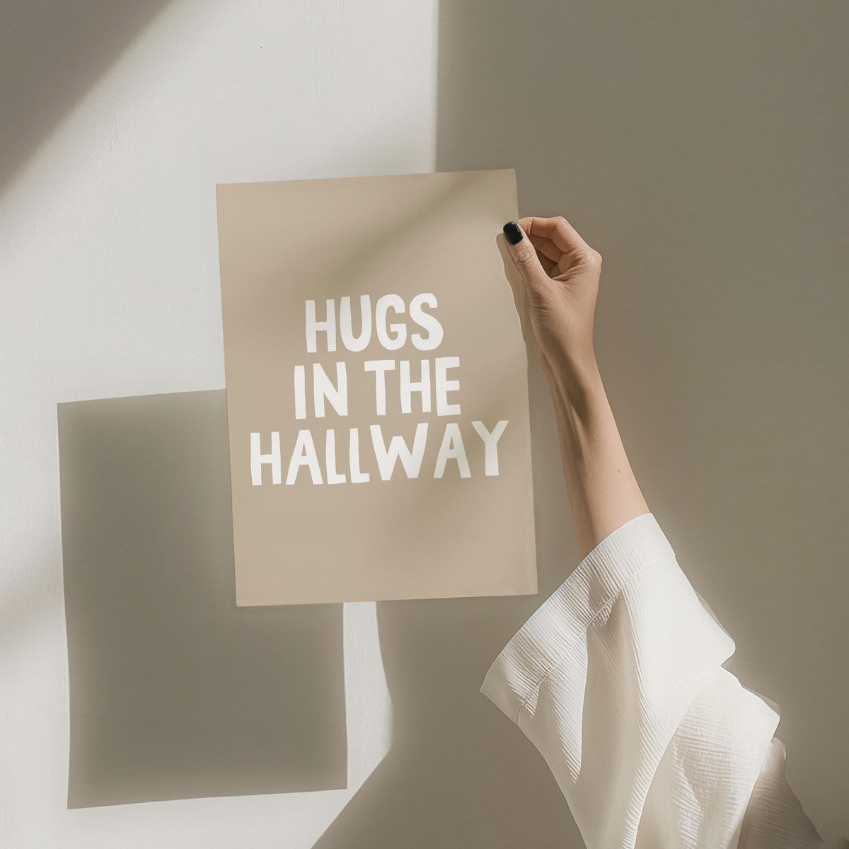 Hugs In The Hallway Art Print Beige Wall Decor