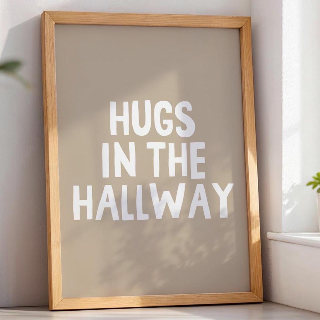 Hugs In The Hallway Art Print Beige Wall Decor