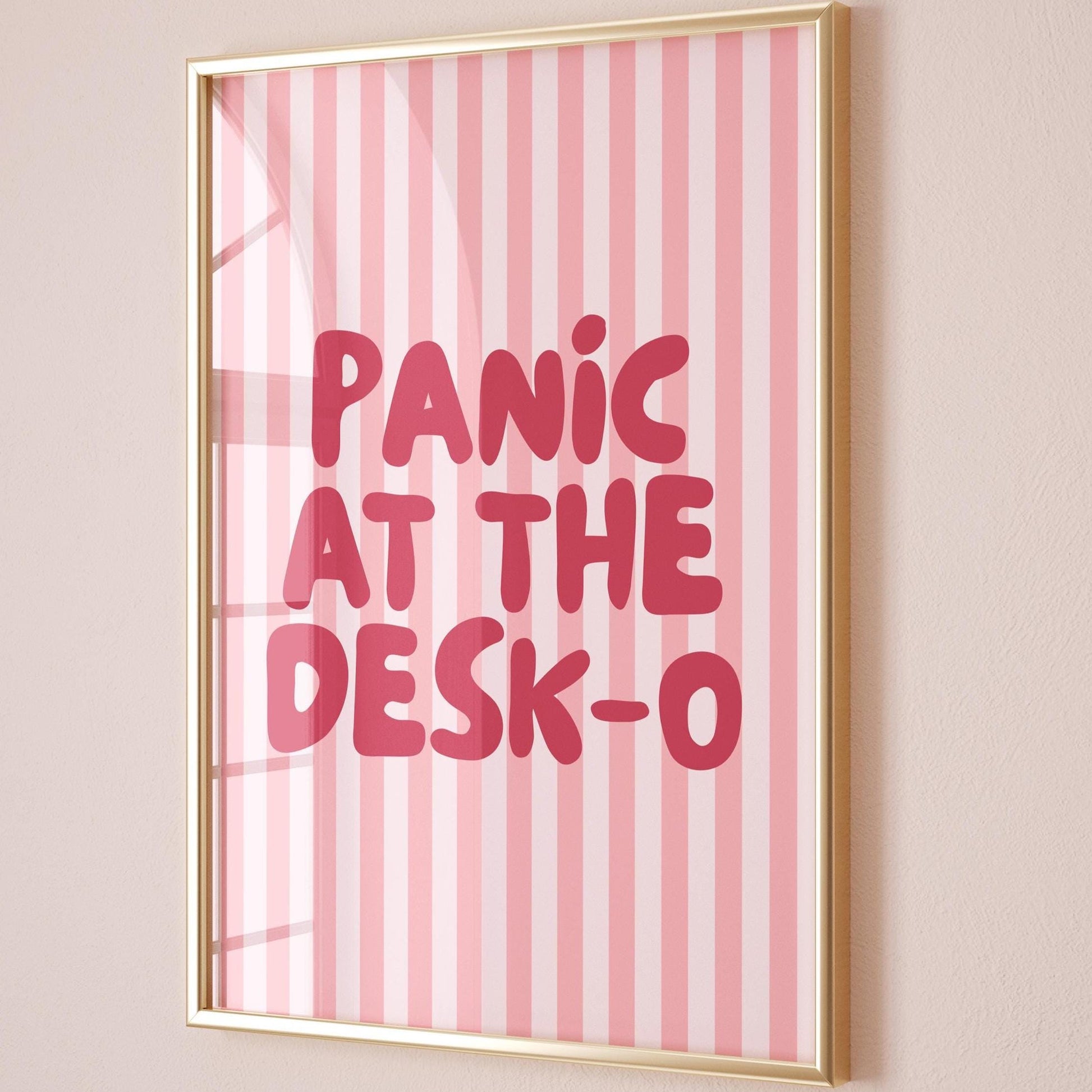 Panic At The Desk O Art Print Pink And Red Striped Wall Decor