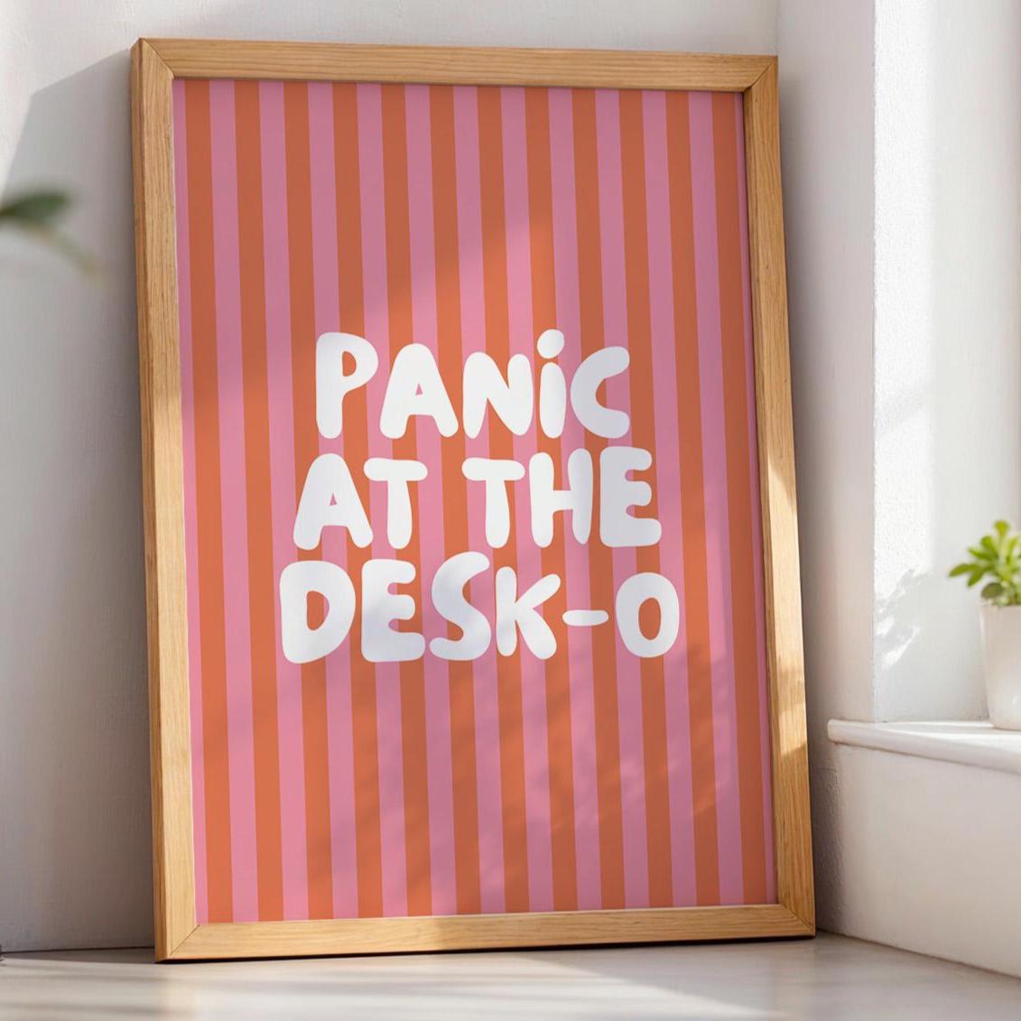 Panic At The Desk O Art Print Orange and Pink Stripes Wall Decor