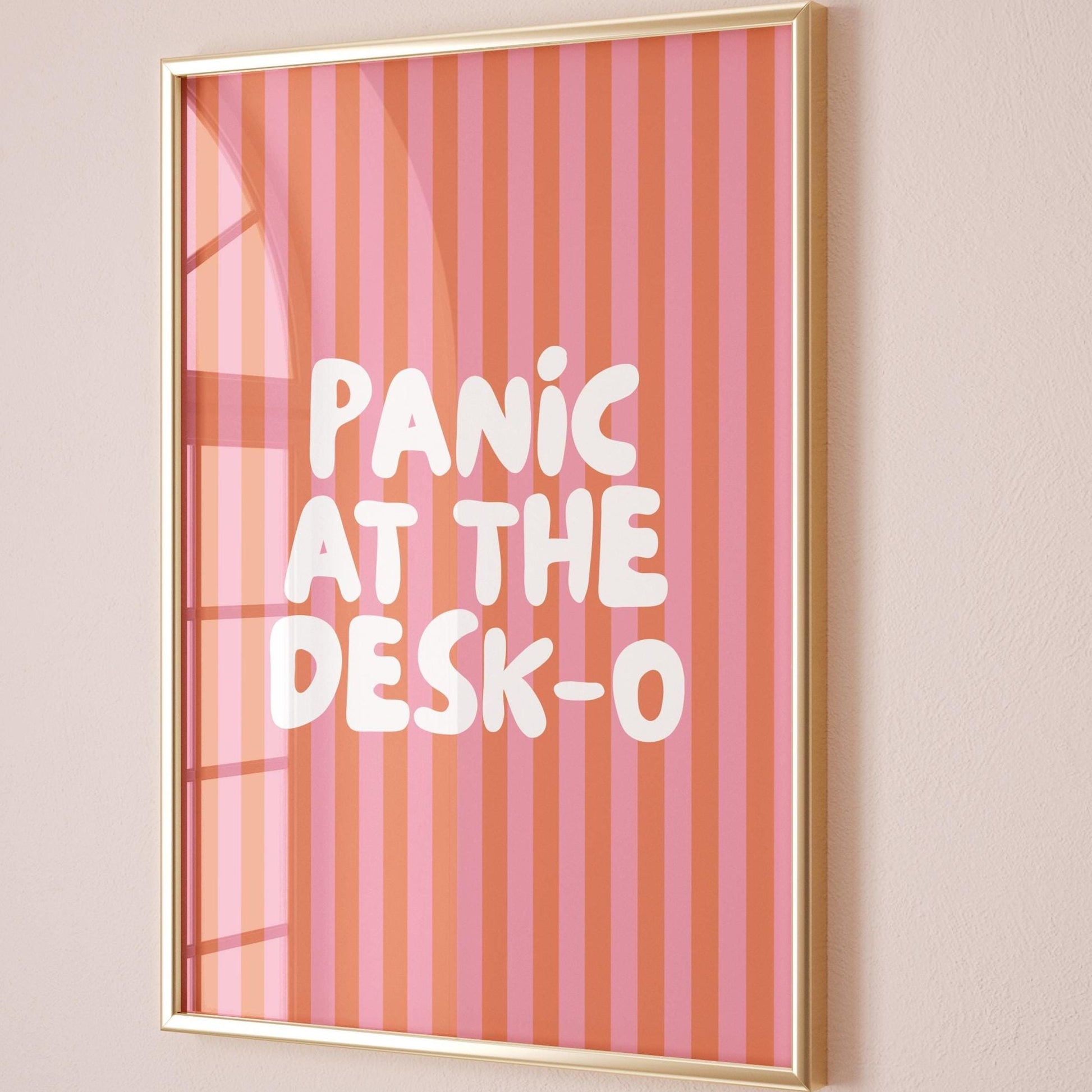 Panic At The Desk O Art Print Orange and Pink Stripes Wall Decor