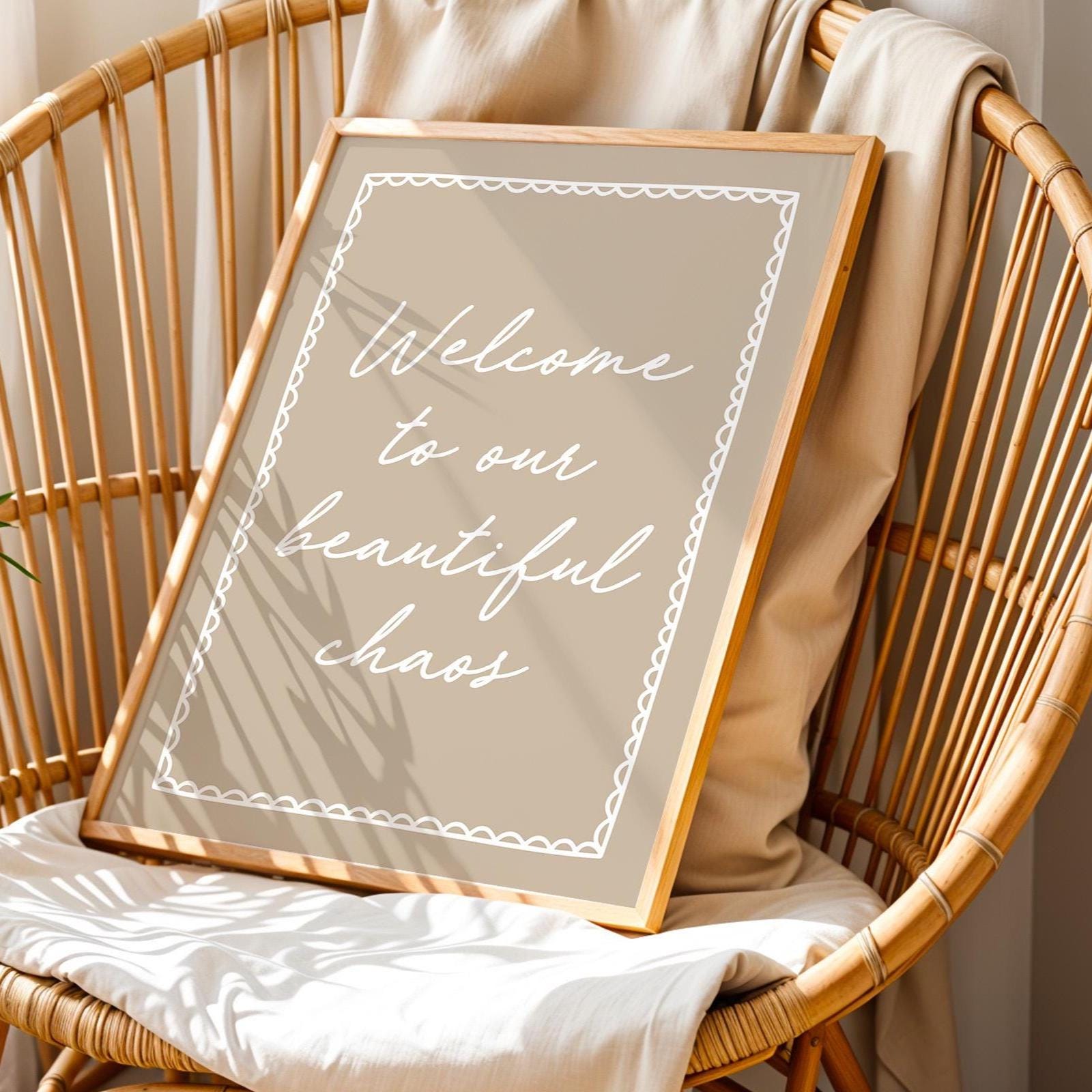Welcome To Our Beautiful Chaos Art Print Beige Wall Decor
