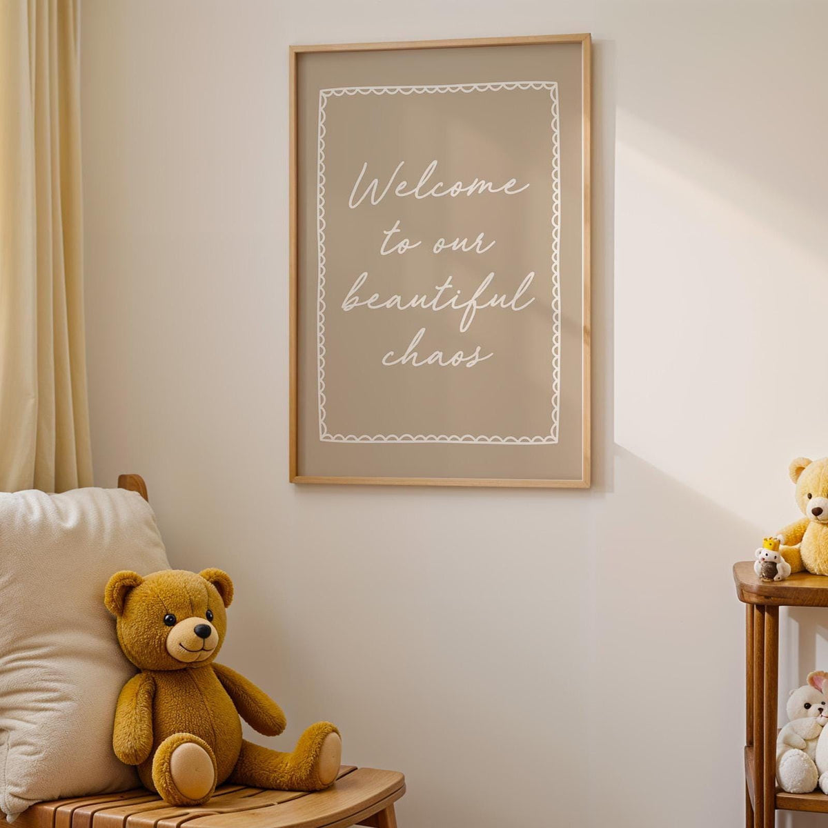 Welcome To Our Beautiful Chaos Art Print Beige Wall Decor