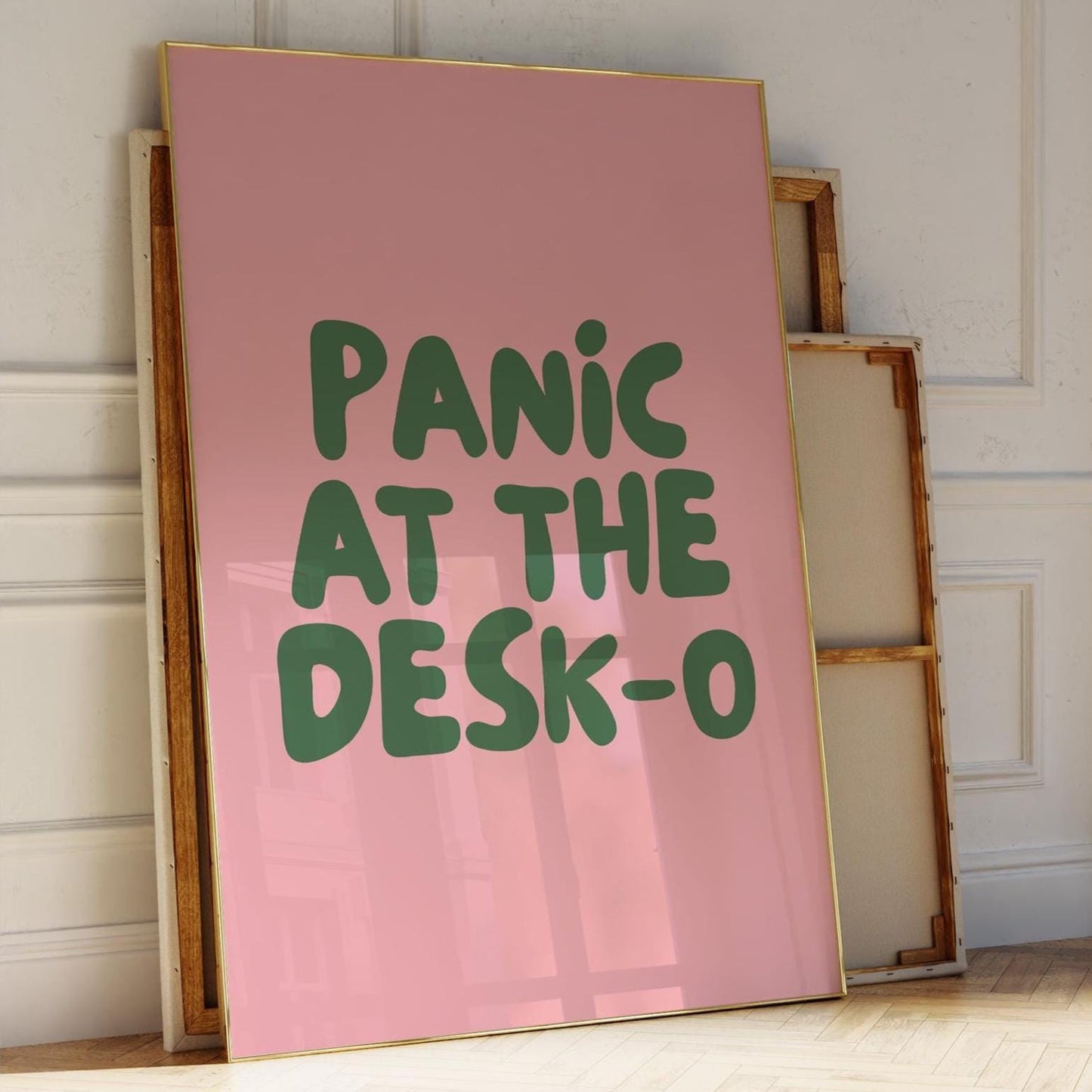 Panic At The Desk O Art Print Pink and Green Office Wall Decor