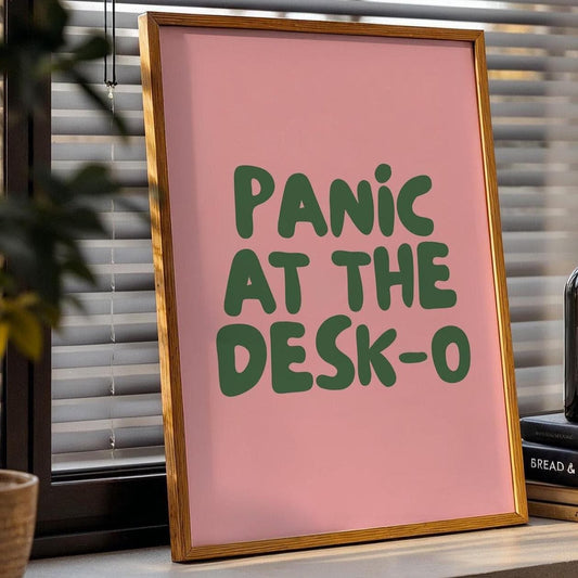 Panic At The Desk O Art Print Pink and Green Office Wall Decor