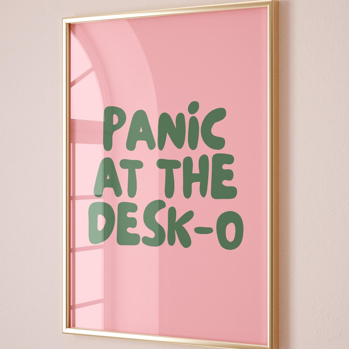 Panic At The Desk O Art Print Pink and Green Office Wall Decor