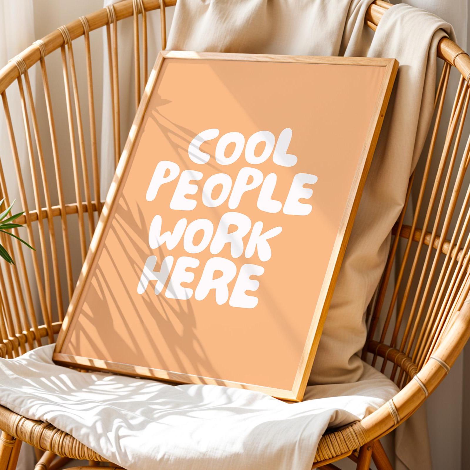 cool people work here art print peachy office wall art