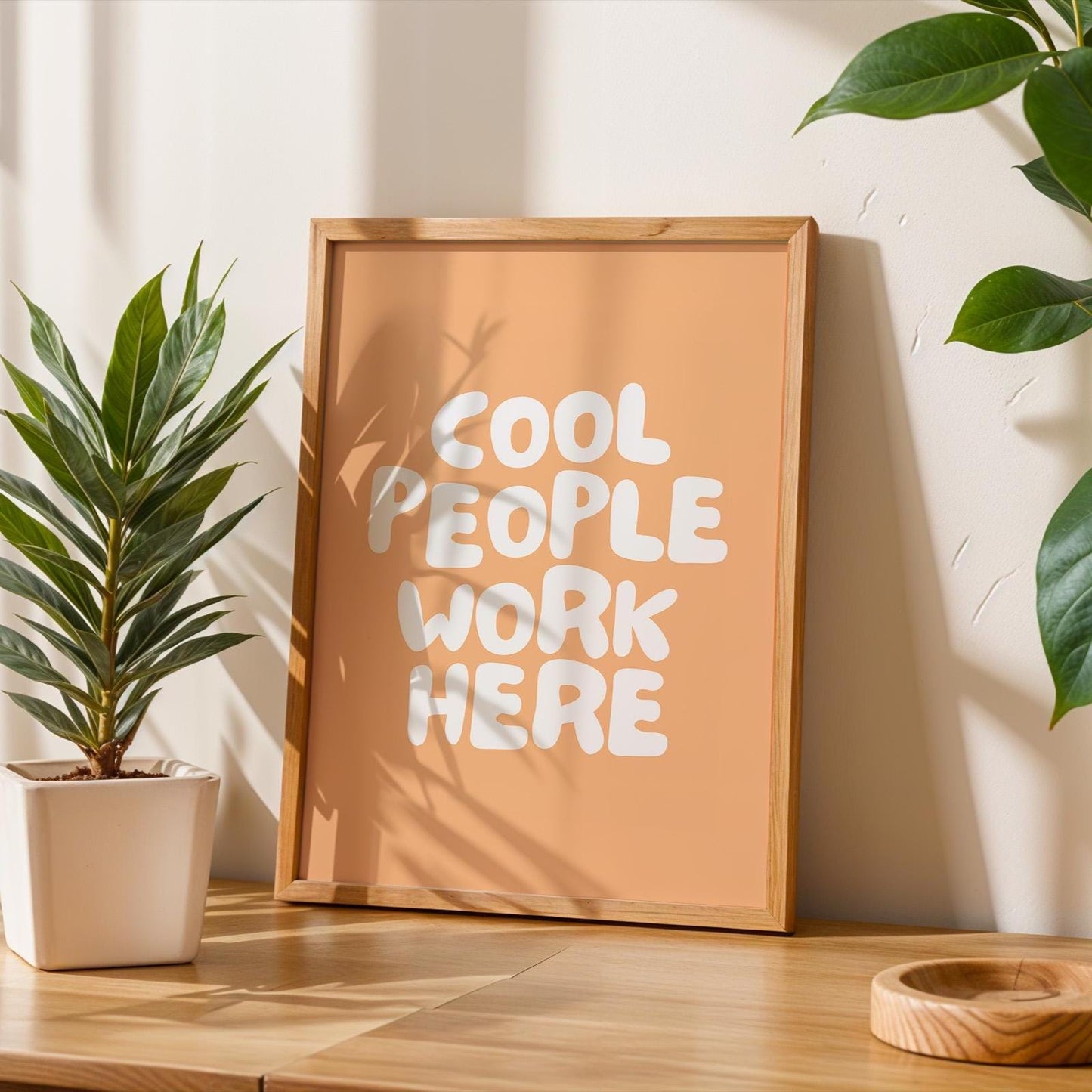 cool people work here art print peachy office wall art