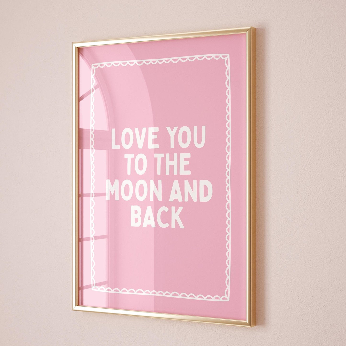 Love You To The Moon And Back Art Print Pink Bedroom Wall Decor