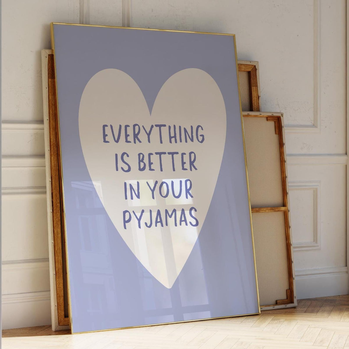 Everything Is Better In Your Pyjamas Art Print Light Blue Wall Decor