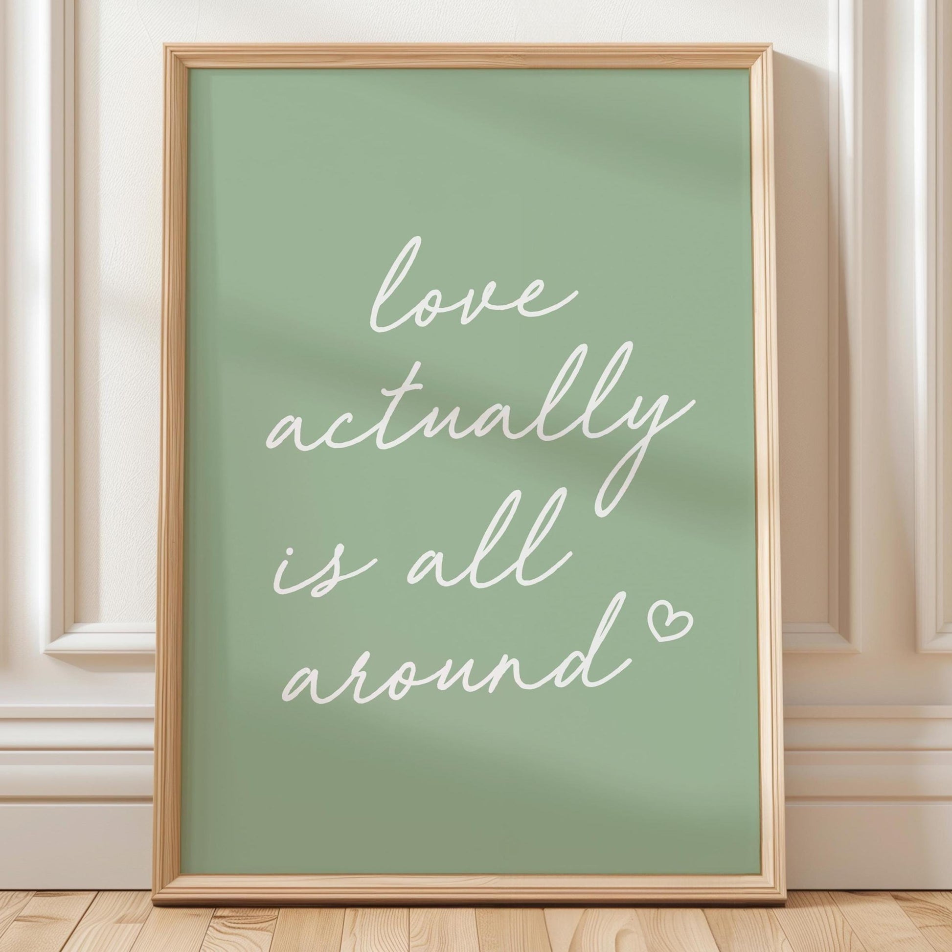 Love Actually Is All Around Art Print Green Wall Decor