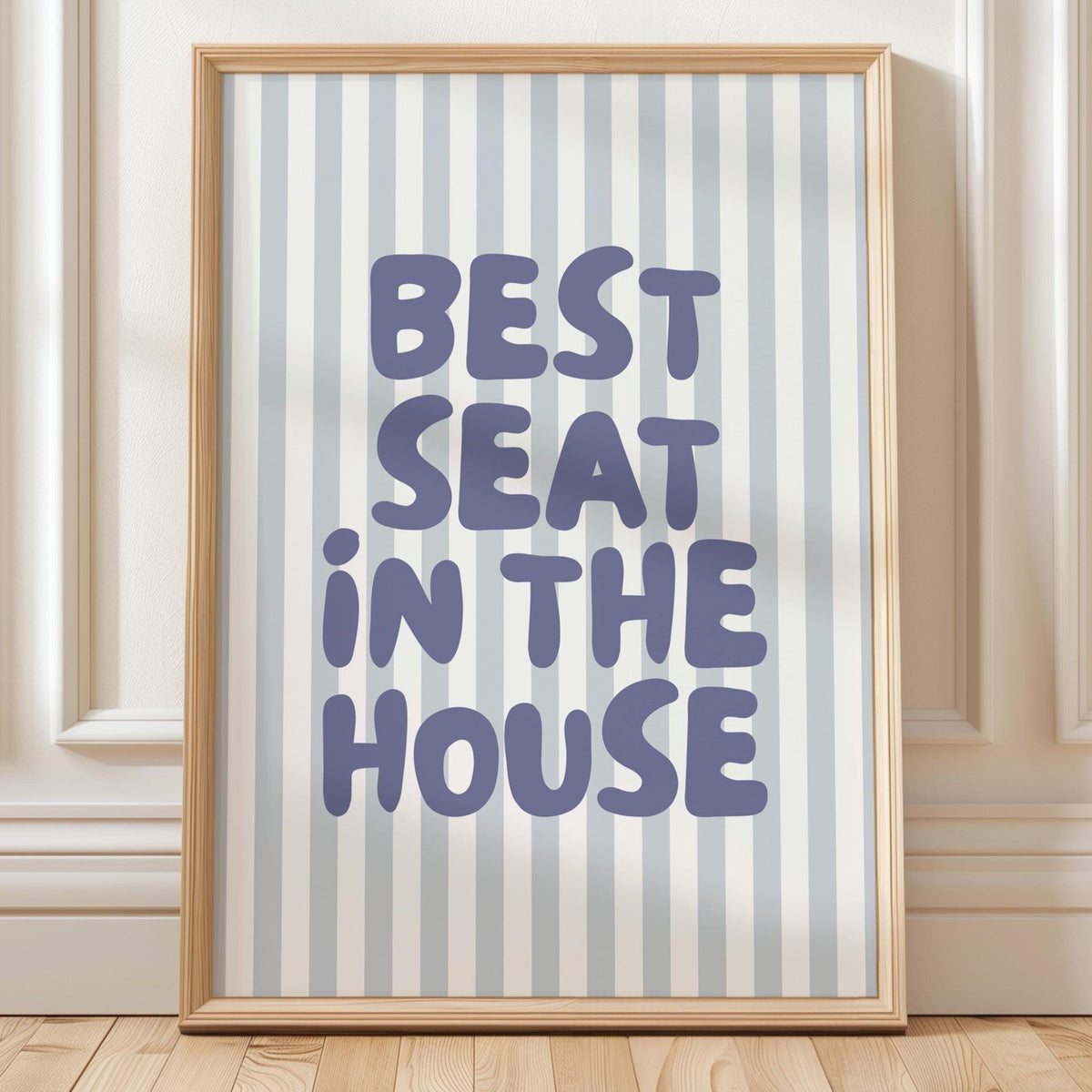 Best Seat In The House Art Print Blue and White Stripey Bathroom Decor