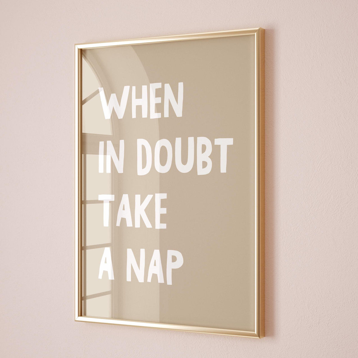 When In Doubt Take A Nap Art Print Beige Bedroom Wall Decor