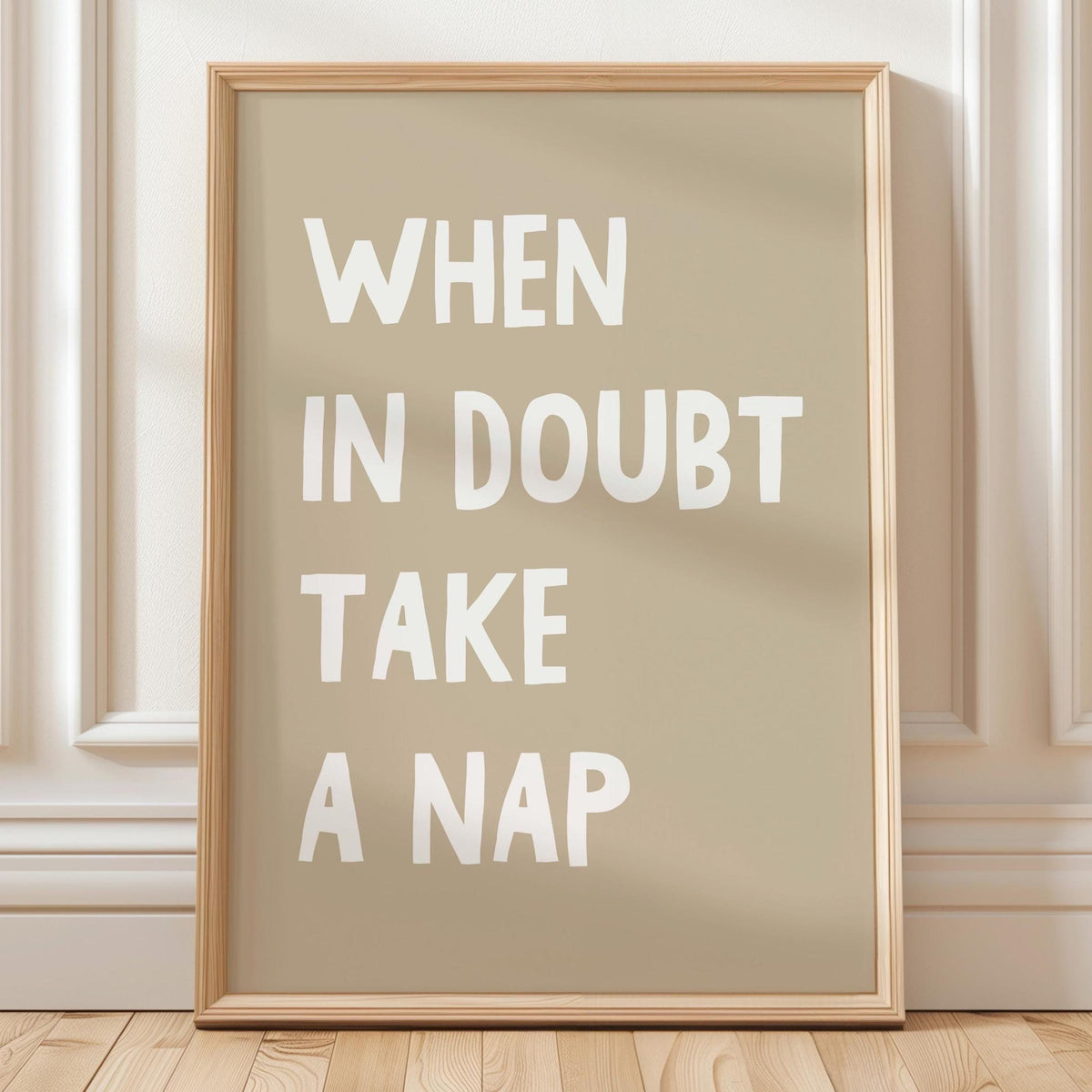 When In Doubt Take A Nap Art Print Beige Bedroom Wall Decor