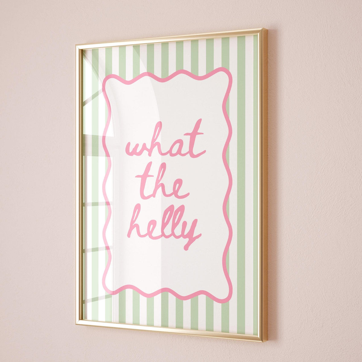 What The Helly Art Print Green Stripes Pink Wall Decor