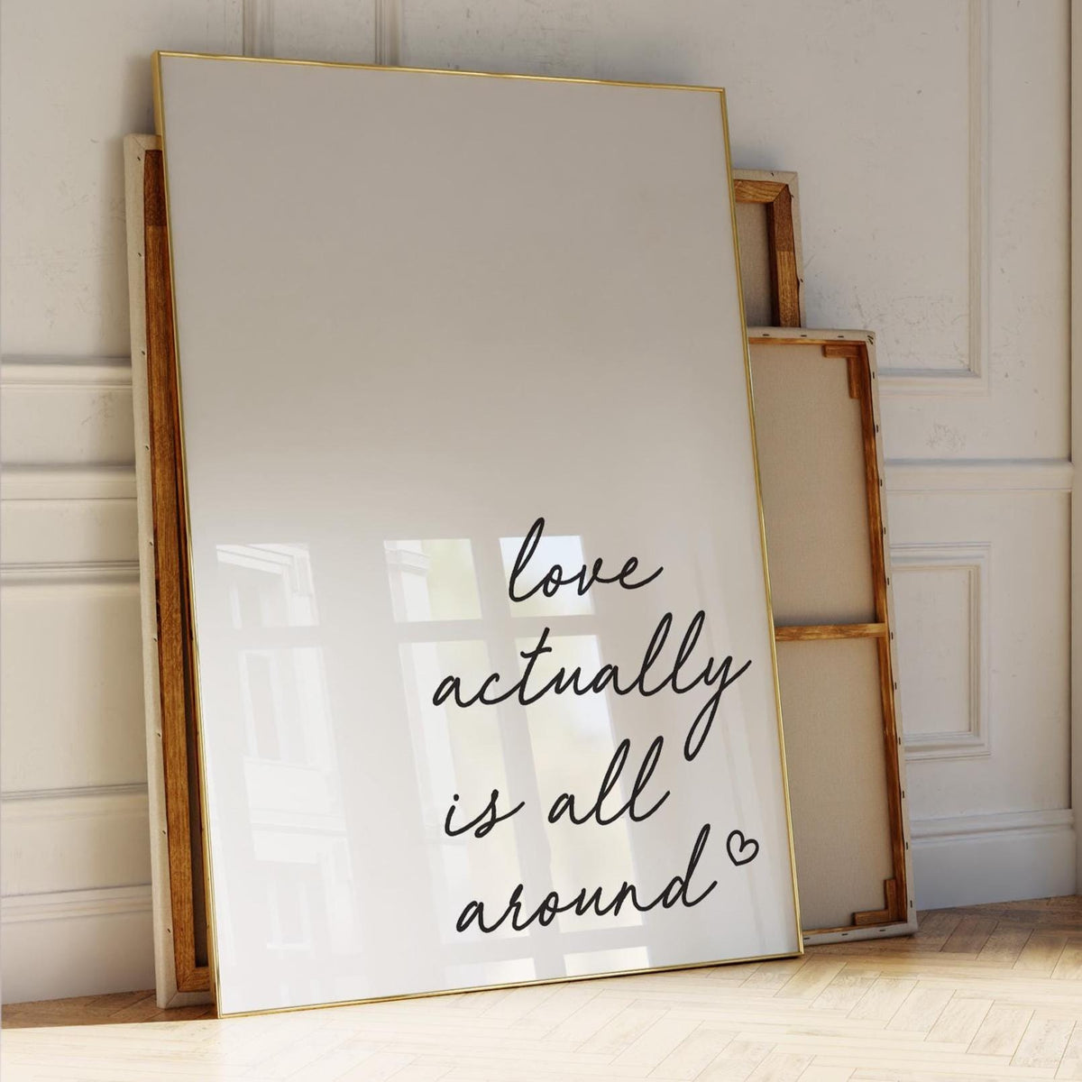 Love Actually Is All Around Art Print White and Black Wall Decor