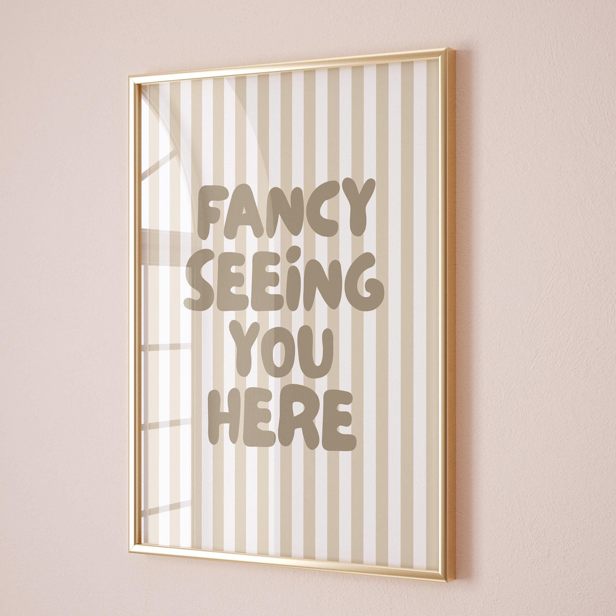 Fancy Seeing You Here Art Print Beige Stripey Wall Decor