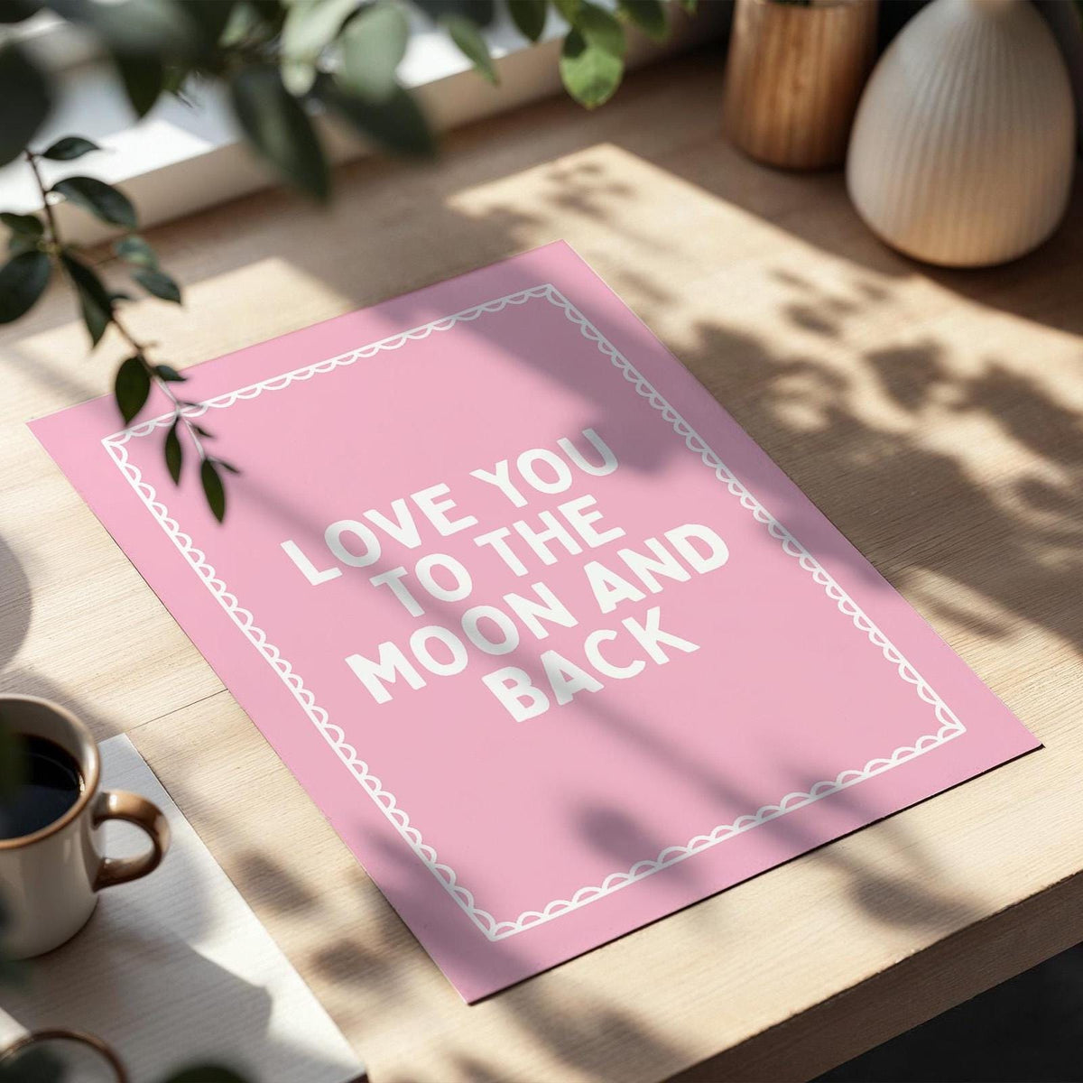 Love You To The Moon And Back Art Print Pink Bedroom Wall Decor