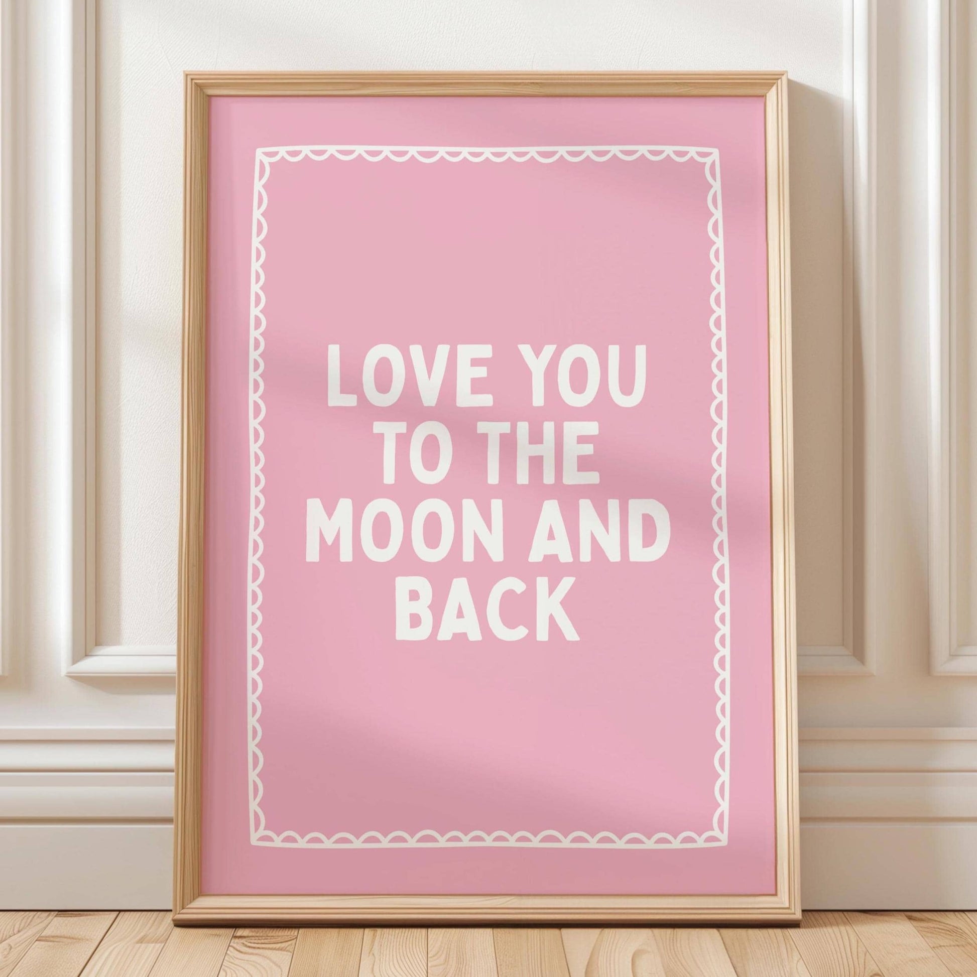 Love You To The Moon And Back Art Print Pink Bedroom Wall Decor