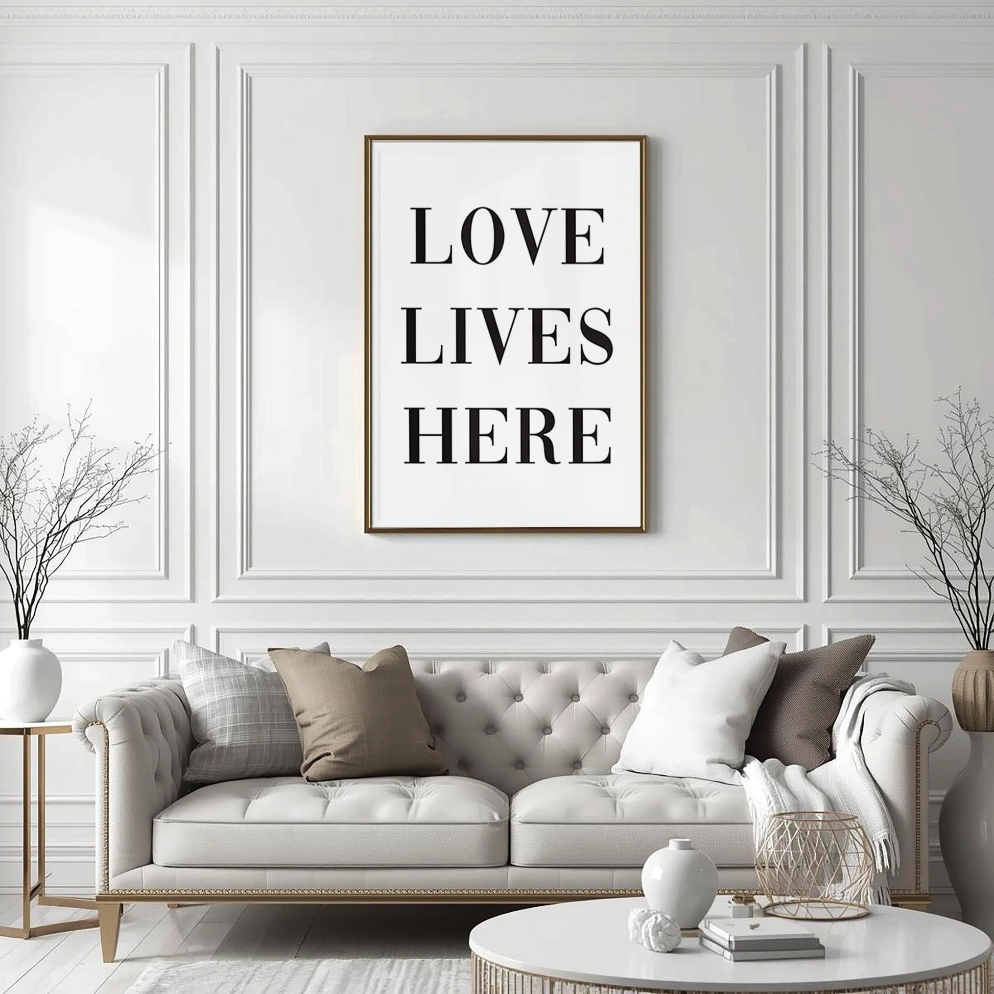 Love Lives Here Art Print White and Black