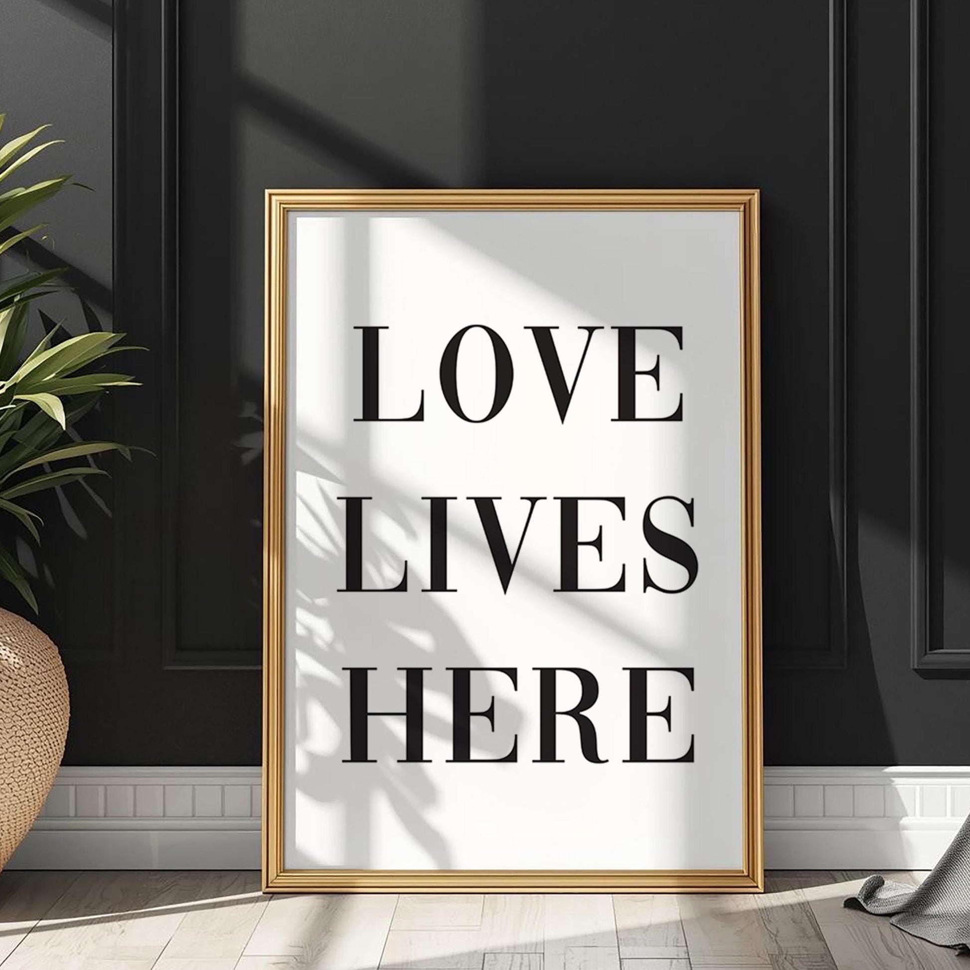Love Lives Here Art Print White and Black