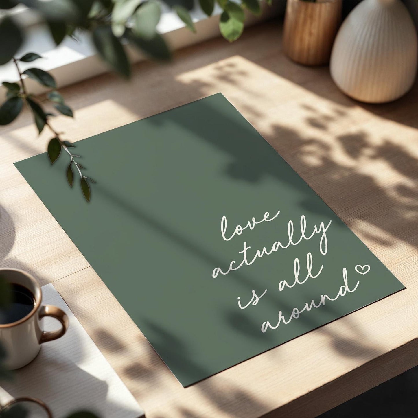 Love Actually Is All Around Art Print Green Wall Decor