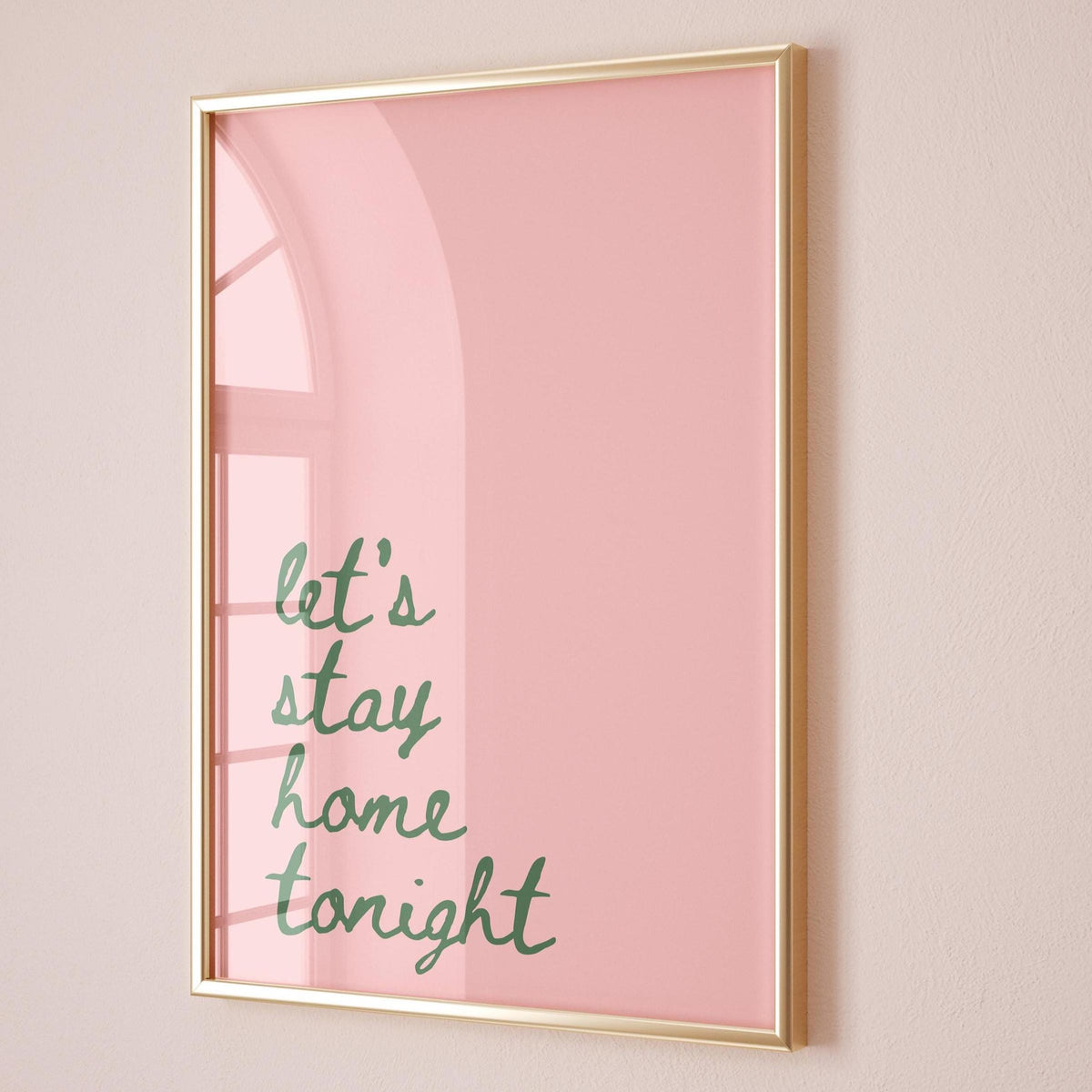 Lets Stay Home Tonight Art Print Pink and Green Wall Decor