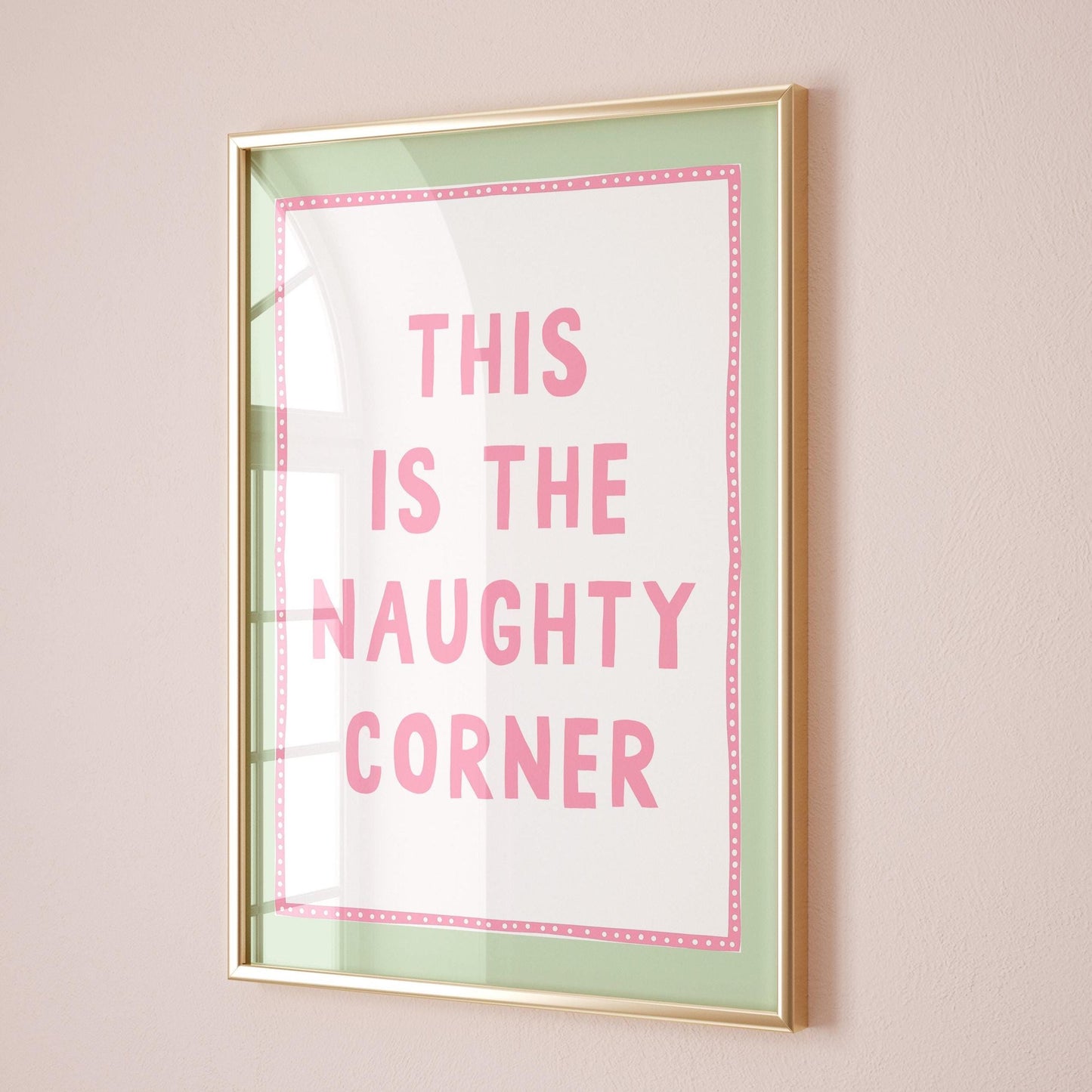 Naughty Corner Art Print Green and Pink Wall Decor