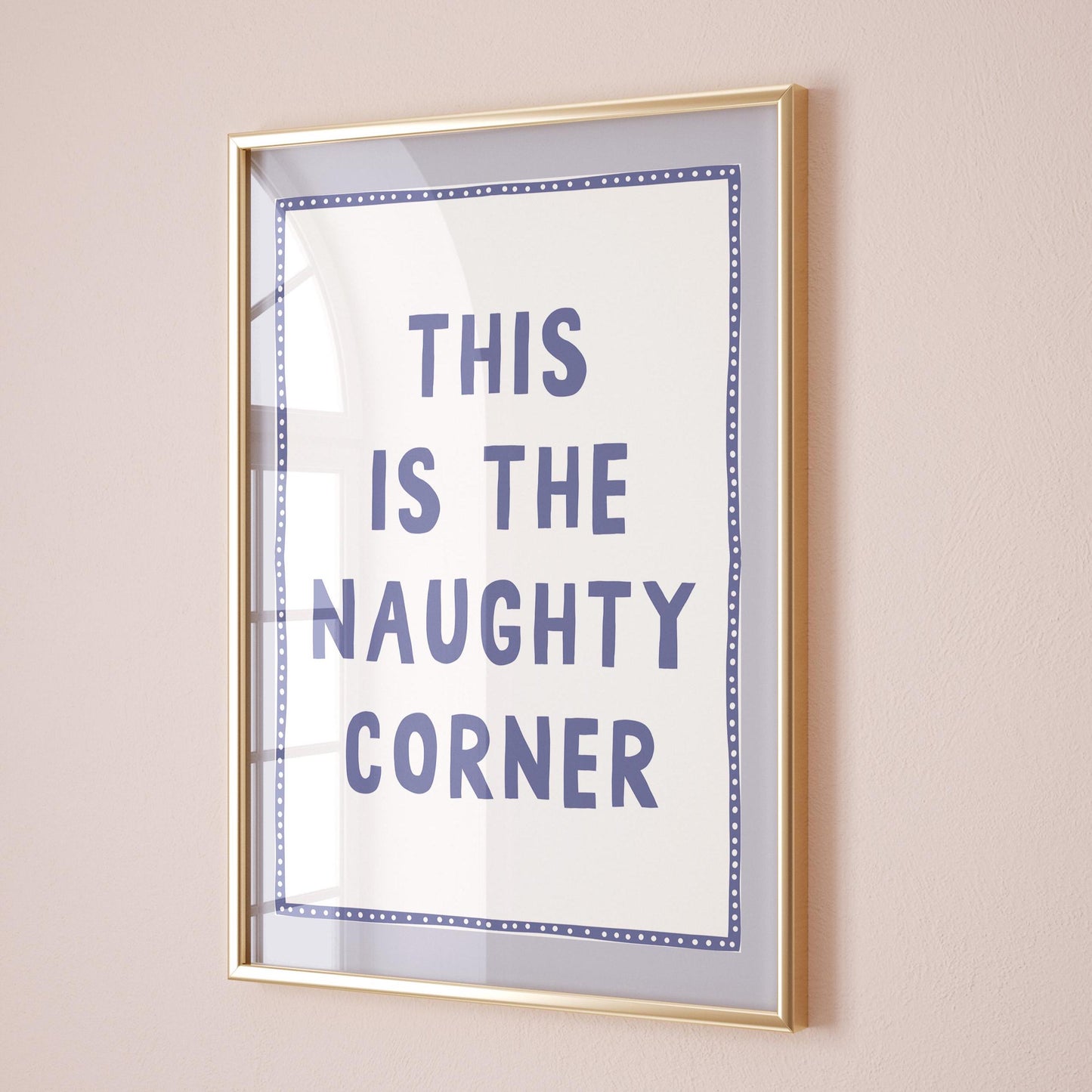 Naughty Corner Art Print Blue and White Wall Decor
