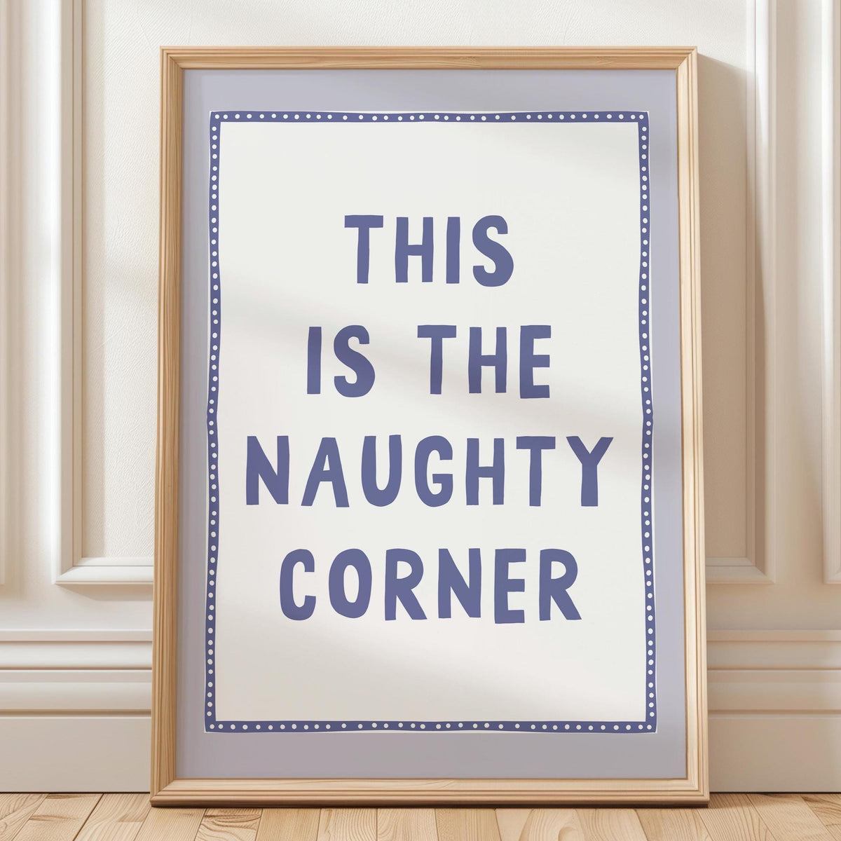 Naughty Corner Art Print Blue and White Wall Decor