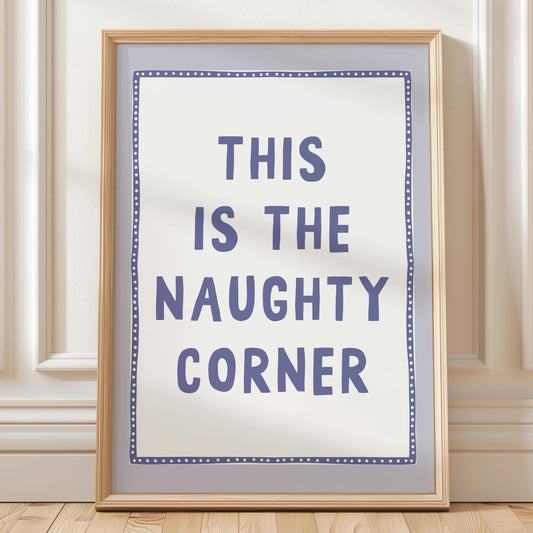 Naughty Corner Art Print Blue and White Wall Decor