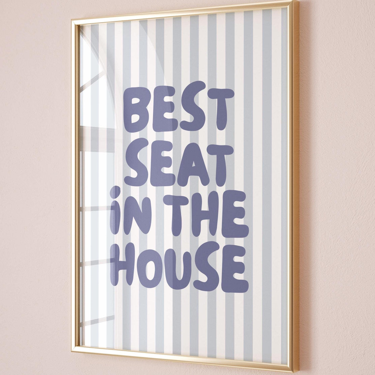 Best Seat In The House Art Print Blue and White Stripey Bathroom Decor