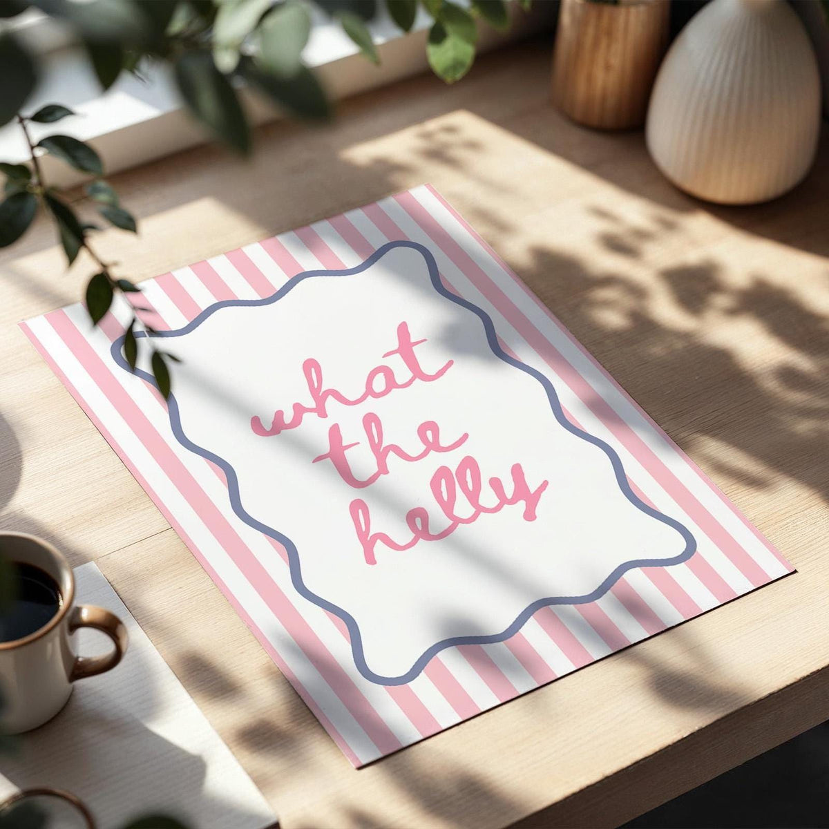 What The Helly Art Print Pink Striped Wall Decor