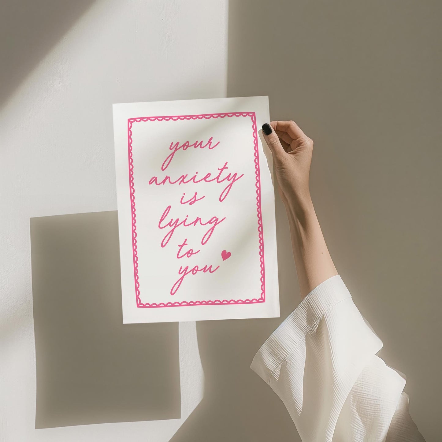 Your Anxiety Is Lying To You Art Print Pink Wall Decor