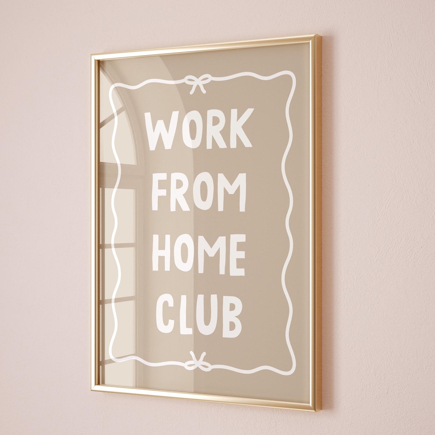 Work From Home Club Art Print Beige Wall Decor