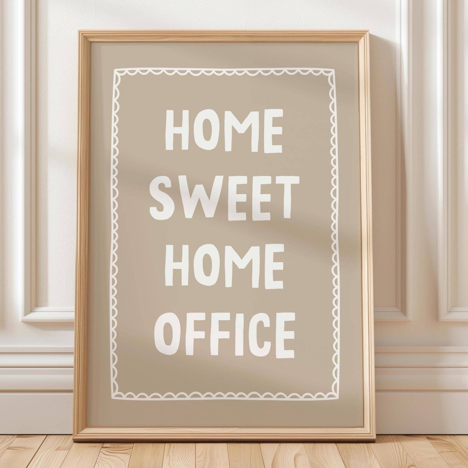 Home Sweet Home Office Art Print Beige Wall Decor