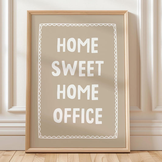 Home Sweet Home Office Art Print Beige Wall Decor